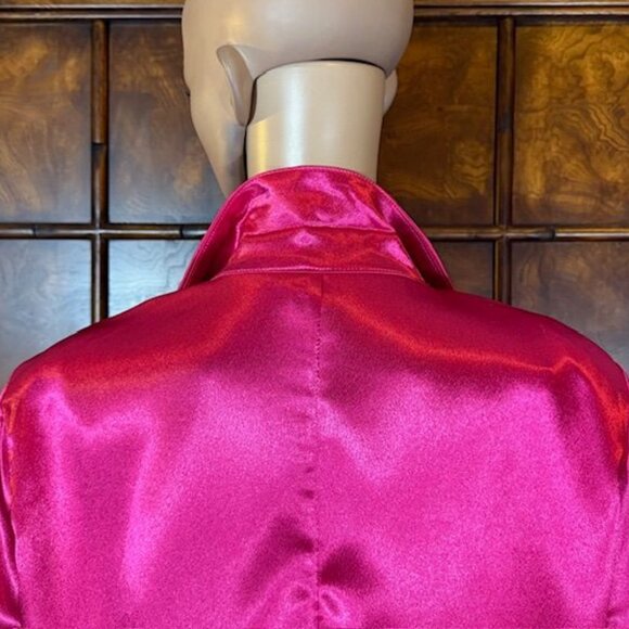 NWOT SheinSXY Fuchsia Stretch Satin Single Button Blazer - Picture 8 of 11